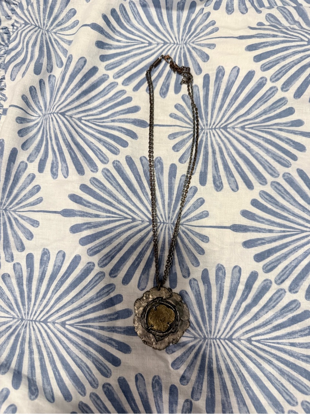 Two-Tone Floral Medallion Necklace in Silver and Gold